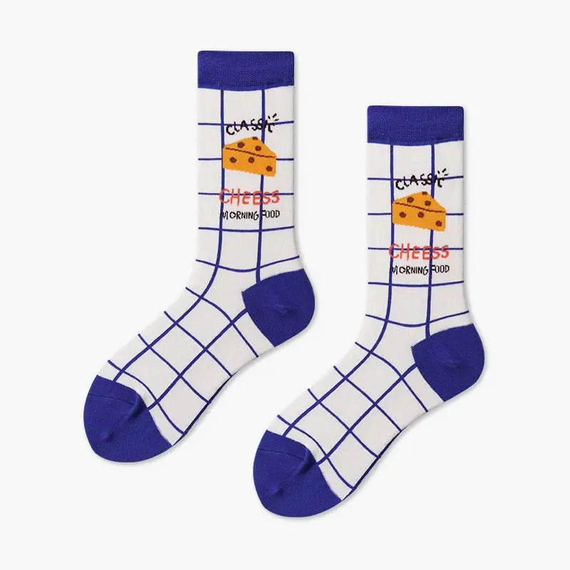 Creative Colorful Socks - White-Blue. / One Size