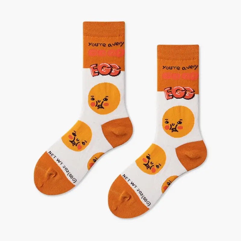 Creative Colorful Socks - White-Orange. / One Size