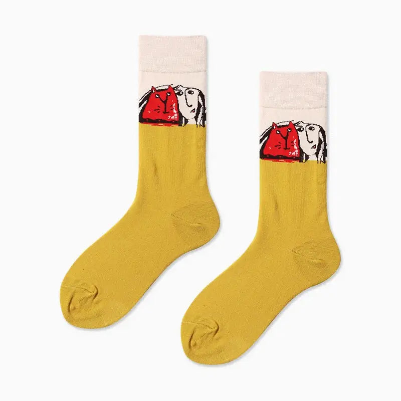 Creative Colorful Socks - Yellow / One Size
