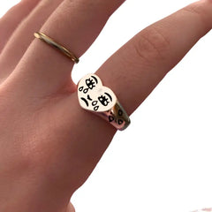 Creative Cry Face Rings - One Size / Silver