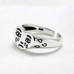 Creative Cry Face Rings - One Size / Silver