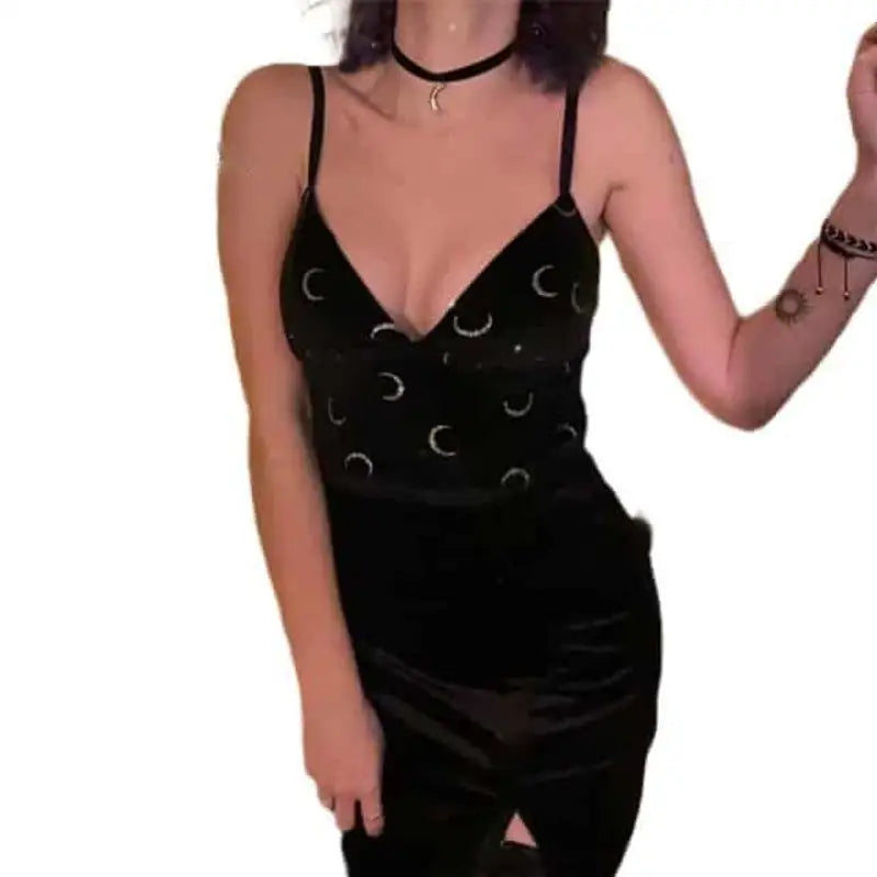 Crescent Moon Butterfly Backless Slim Camis Tank Top