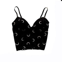 Crescent Moon Butterfly Backless Slim Camis Tank-Top - B / S
