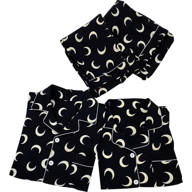 Crescent Moon Pajama Suit - M / Black - Pajamas