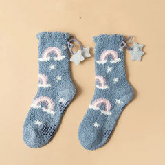 Crescent Moon Rainbow Knitted Socks - Blue Little / One Size