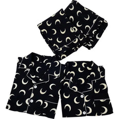 Crescent MoonLong Sleeve Pajama Suit for Women M / Black
