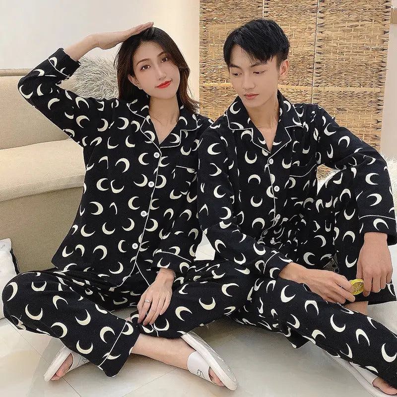 Crescent MoonLong Sleeve Pajama Suit for Women