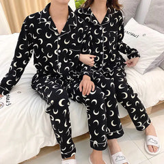 Crescent MoonLong Sleeve Pajama Suit for Women