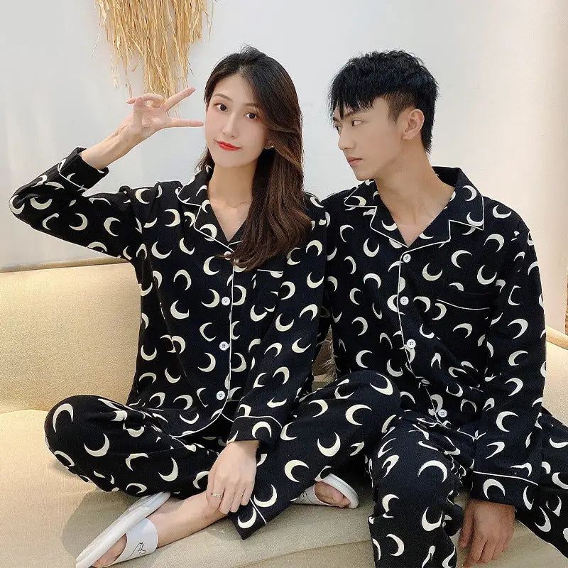 Crescent MoonLong Sleeve Pajama Suit for Women