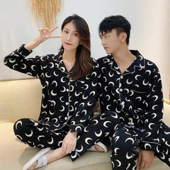 Crescent MoonLong Sleeve Pajama Suit for Women