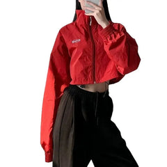 Cropped Windbreaker Long Sleeve Jacket for Women