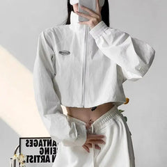 Cropped Windbreaker Long Sleeve Jacket for Women