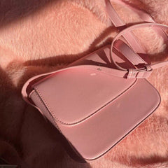 PU Leather Crossbody Bag - Pink - Handbag