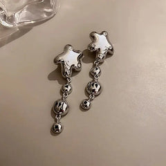 Crystal Long Airpods Earrings with Sleek Design Silver