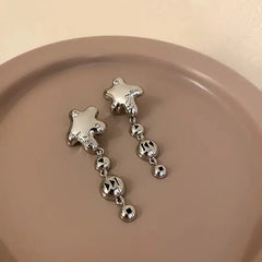 Crystal Long Airpods Earrings with Sleek Design Silver