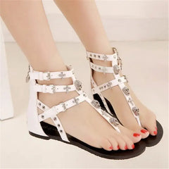Crystal Roman PU Leather Sandals Euro Size White / 8.5