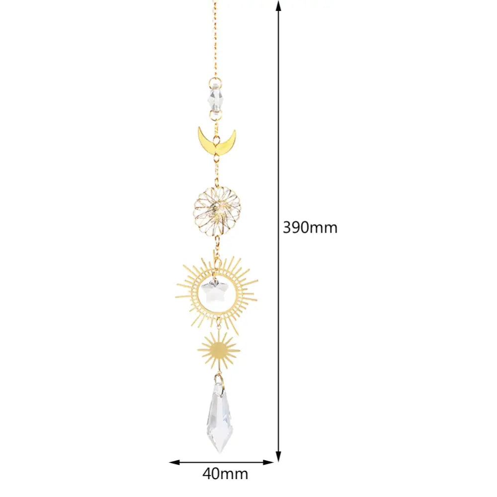 Crystal Windchime Ornament Star Moon Pendant - 15