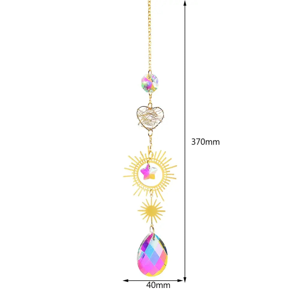 Crystal Windchime Ornament Star Moon Pendant - 16