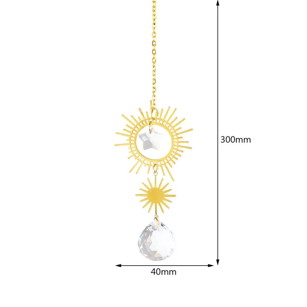 Crystal Windchime Ornament Star Moon Pendant - 17