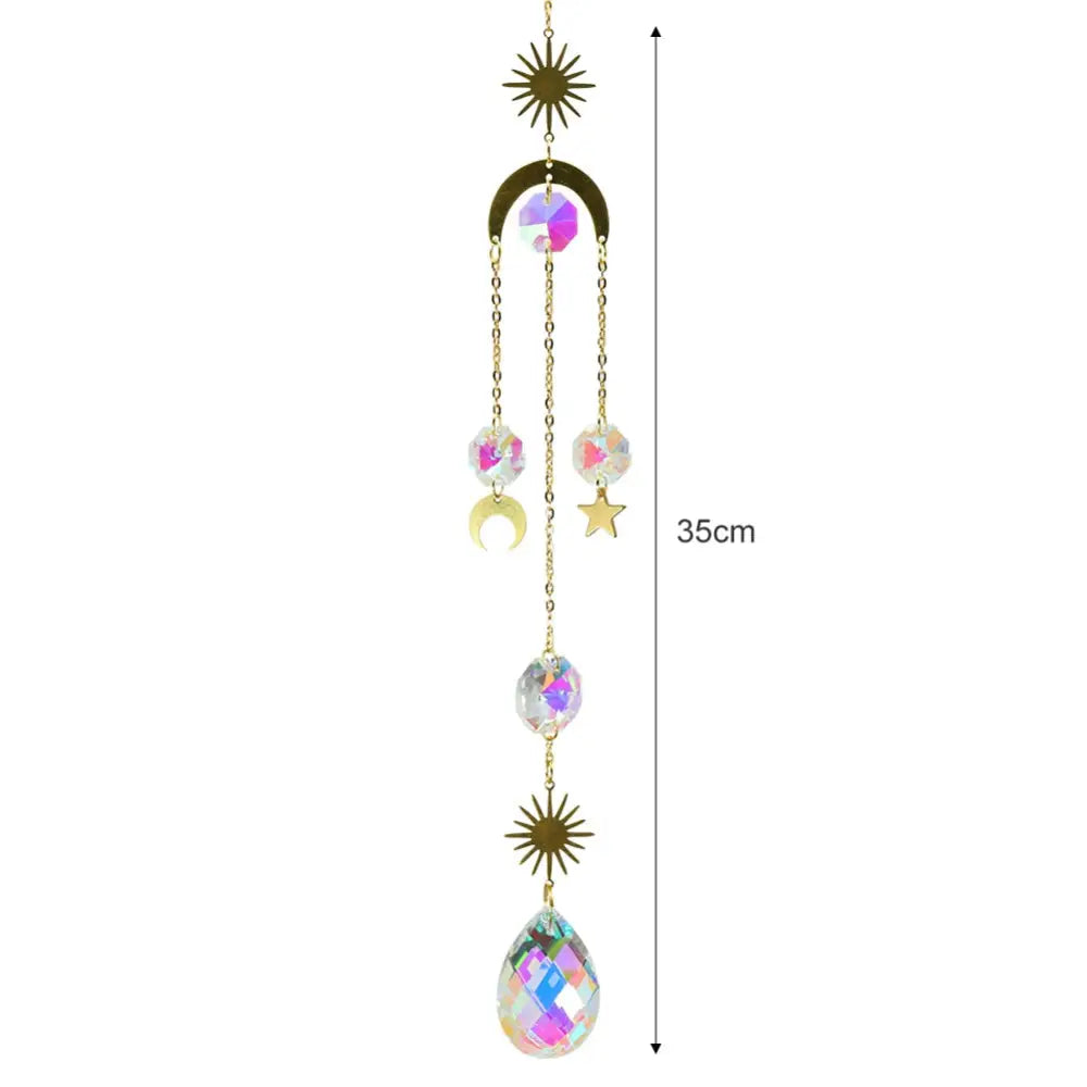 Crystal Windchime Ornament Star Moon Pendant - 21