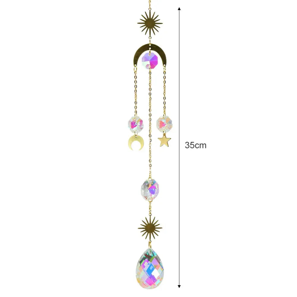 Crystal Windchime Ornament Star Moon Pendant