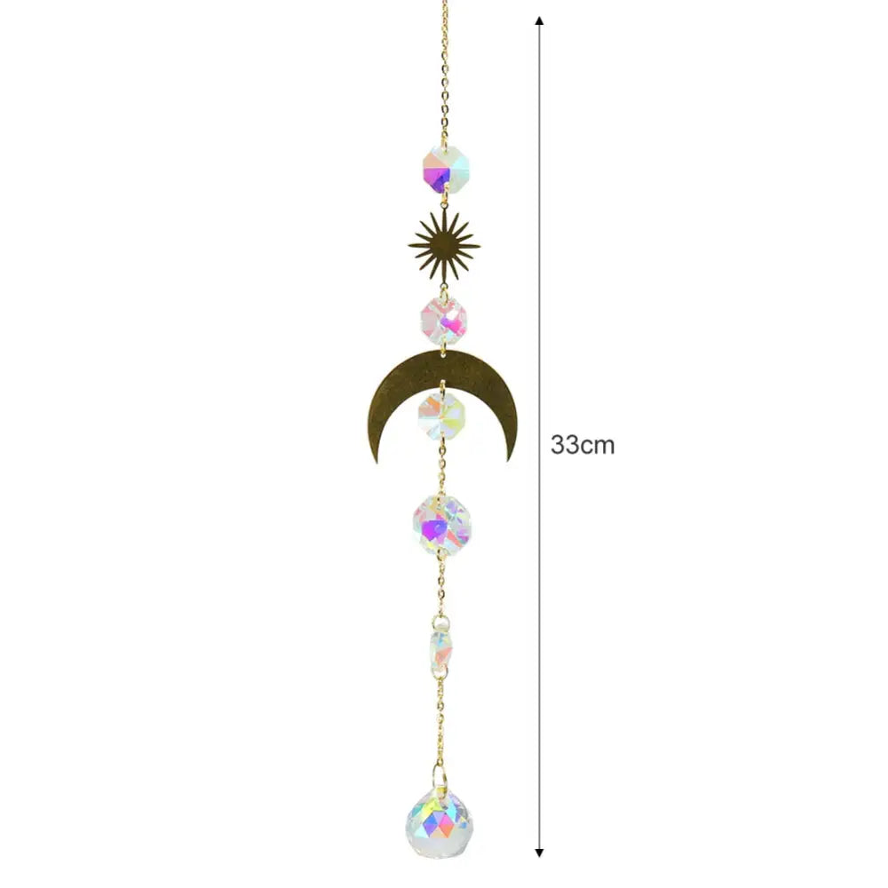 Crystal Windchime Ornament Star Moon Pendant - 24