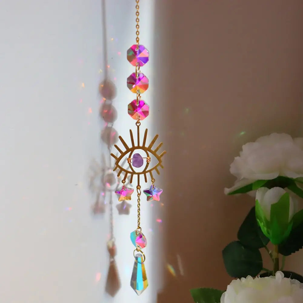 Crystal Windchime Ornament Star Moon Pendant