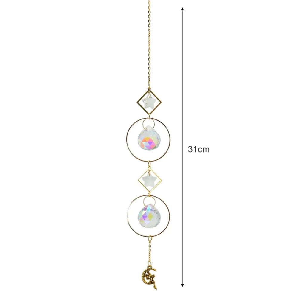 Crystal Windchime Ornament Star Moon Pendant - 7