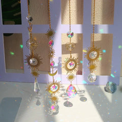 Crystal Windchime Ornament Star Moon Pendant