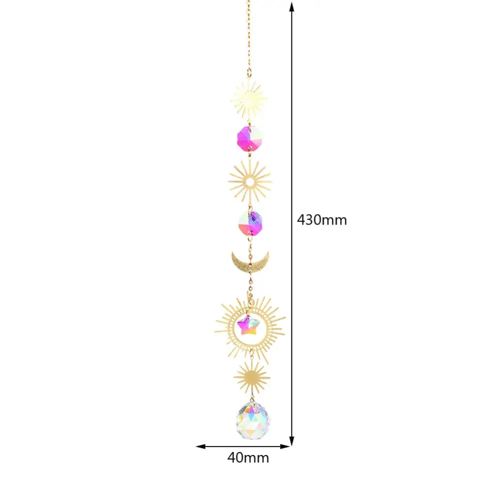 Crystal Windchime Ornament Star Moon Pendant