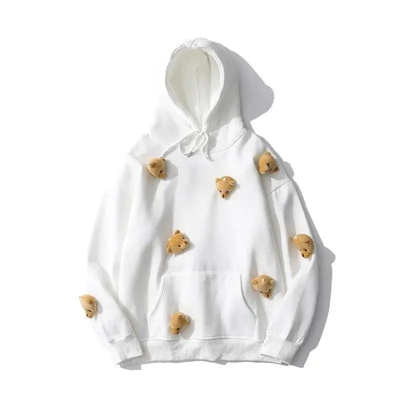 Cute Bear Doll Solid Color Oversize Hoodie