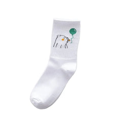 Cute Cartoon White Socks - One Size