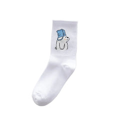 Cute Cartoon White Socks - White-Polar Bear / One Size