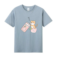 Cute Cat & Peach Juice T-shirt