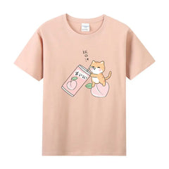 Cute Cat & Peach Juice T-shirt