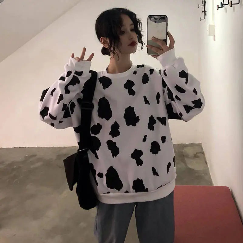 Cute Cow Animal Print Sweatshirt - Hoodies