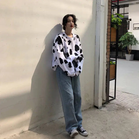 Cute Cow Animal Print Sweatshirt