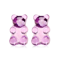 Cute Jelly Bear Stud Earrings - Purple