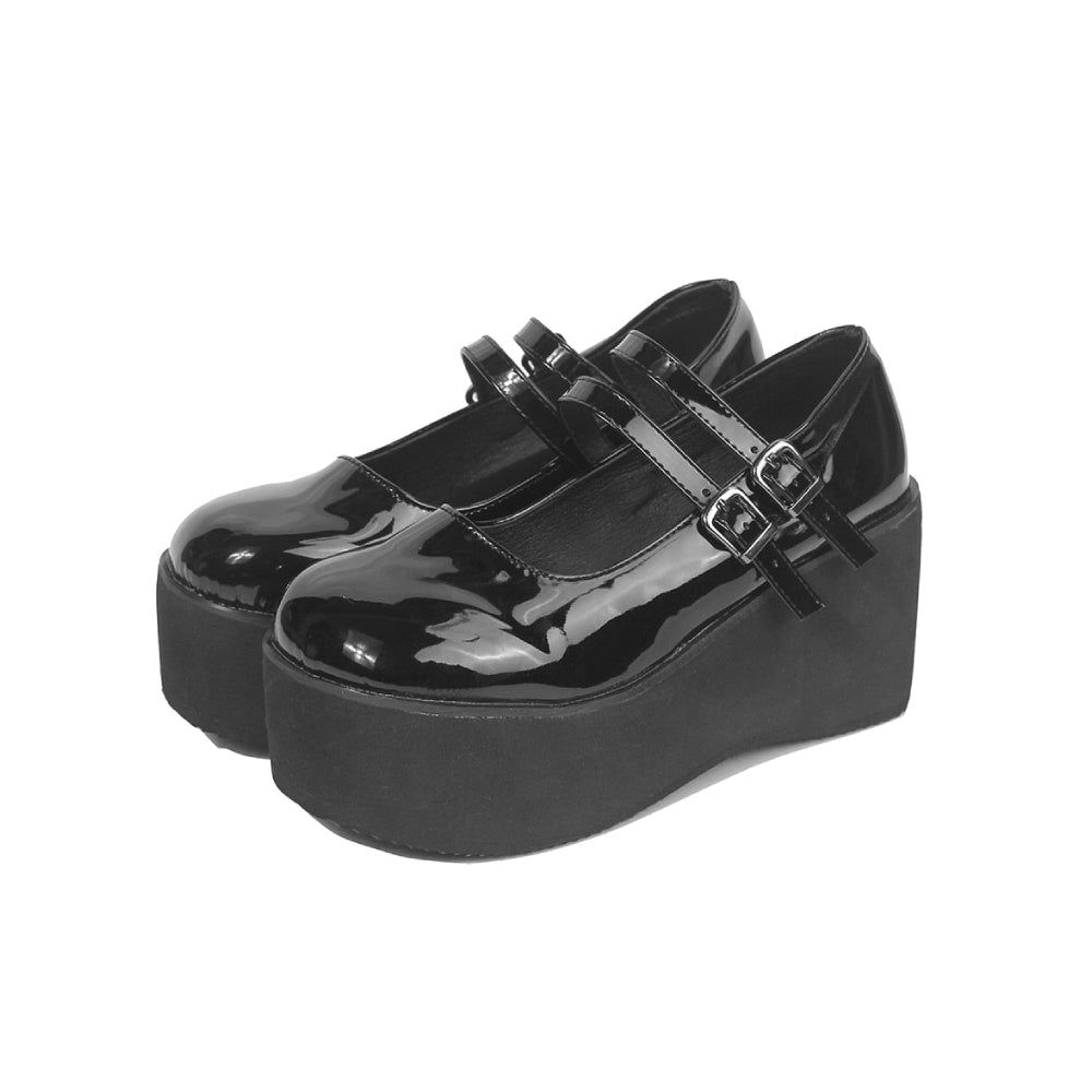 Cute Mary Janes Pumps Platform Wedges Shoes - HT-22-Black