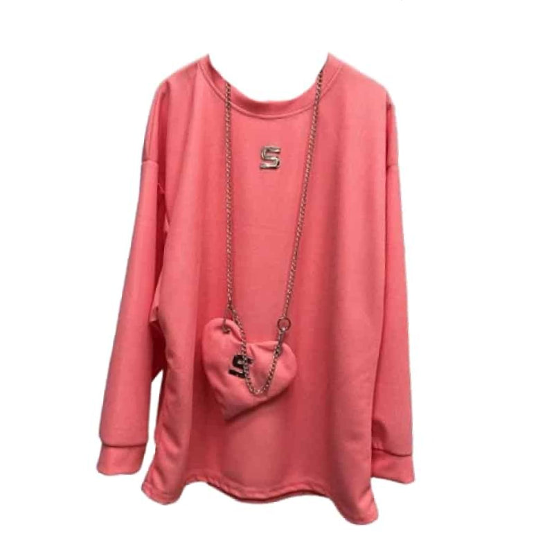 Cute Mesh heart bag Sweatshirt - Pink / M - Sweatshirts