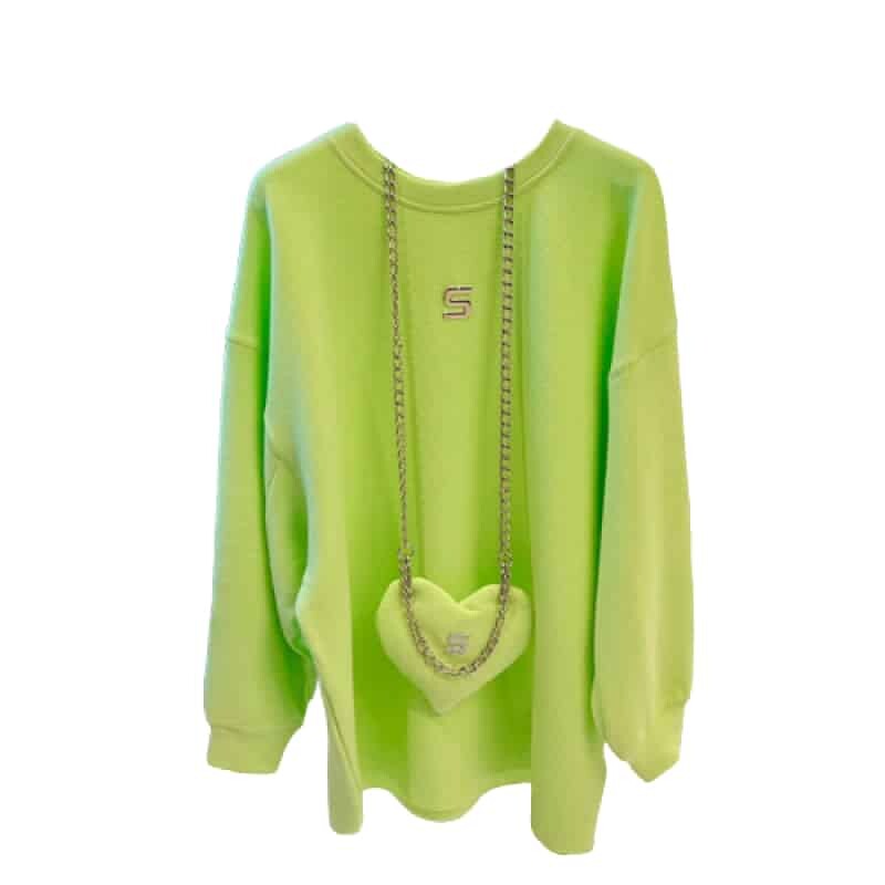 Cute Mesh heart bag Sweatshirt - Green / M - Sweatshirts