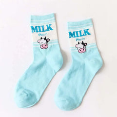 Cute Milk Socks - Blue / One Size