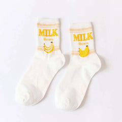Cute Milk Socks - Yellow / One Size
