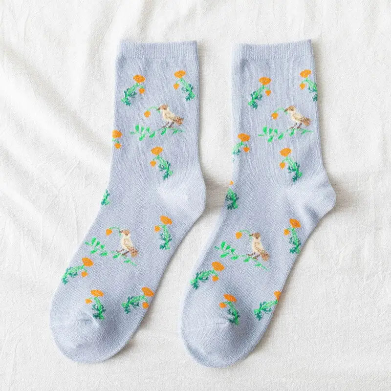Cute Pastel Sweet Socks - Blue Bird / One Size