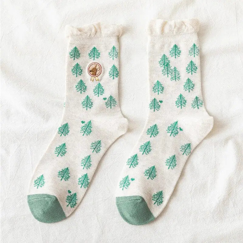 Cute Pastel Sweet Socks - Forest / One Size