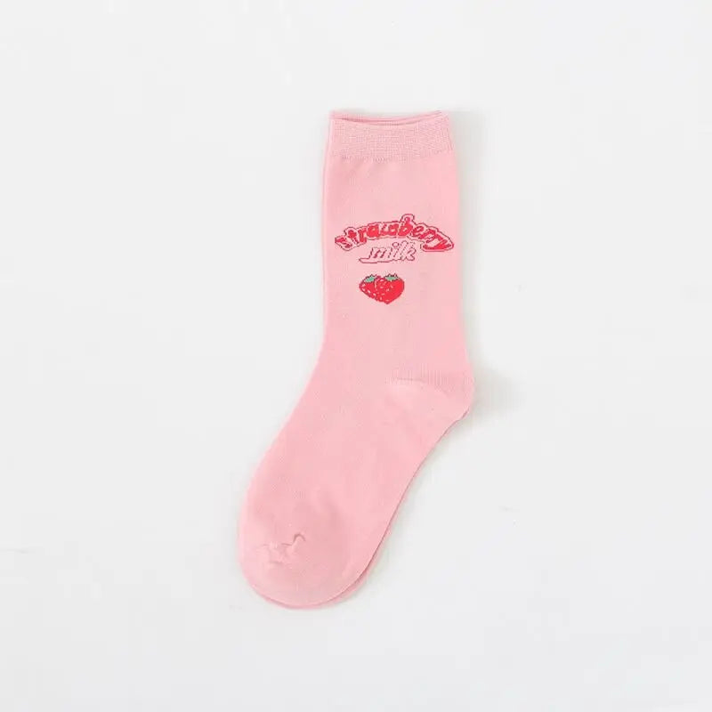 Cute Pink Strawberry Socks