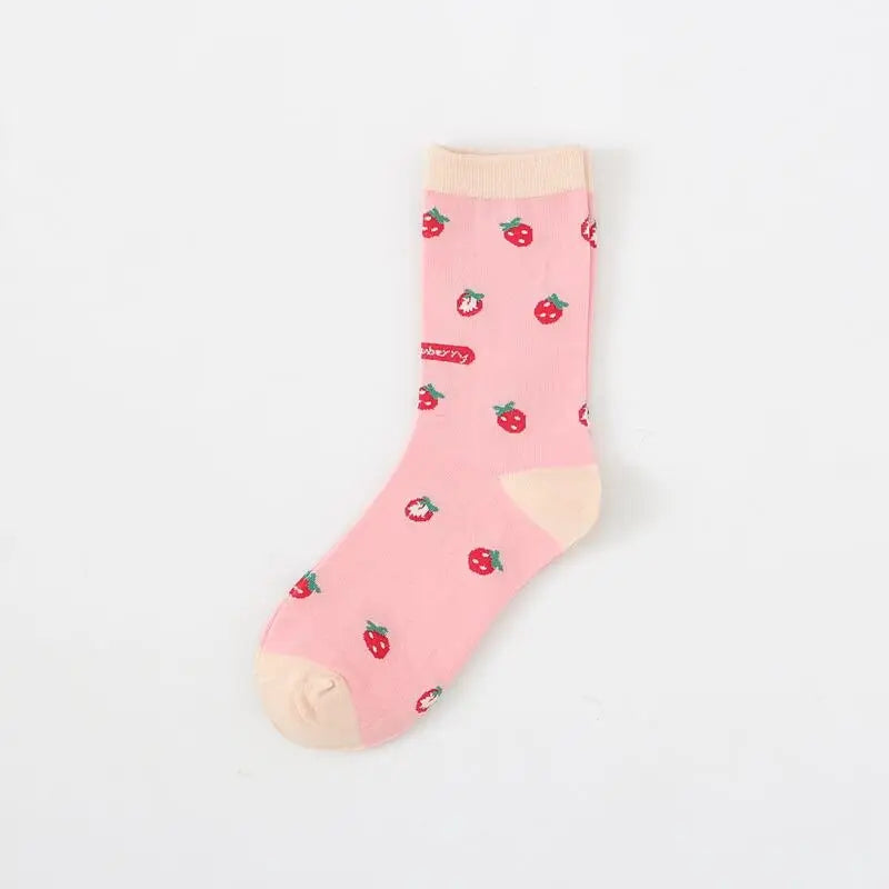 Cute Pink Strawberry Socks