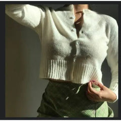 Cute Solid Color Round Neck Long Sleeve Sweater - Swaeter