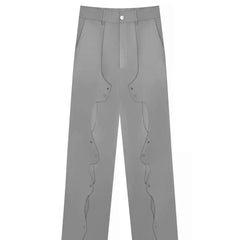 Cuts and Buttons Long Pant - Gray / S - Pants