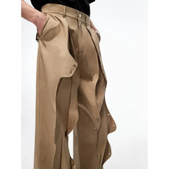 Cuts and Buttons Long Pant
